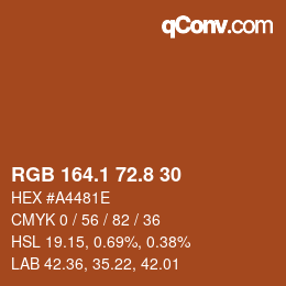 カラーコード: RGB 164.1 72.8 30 | qconv.com