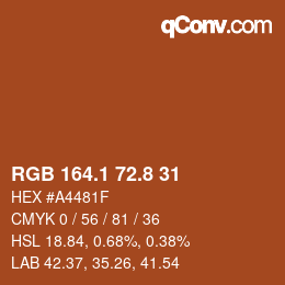 Color code: RGB 164.1 72.8 31 | qconv.com