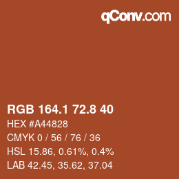 カラーコード: RGB 164.1 72.8 40 | qconv.com