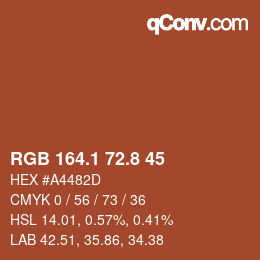 カラーコード: RGB 164.1 72.8 45 | qconv.com
