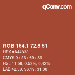 Código de color: RGB 164.1 72.8 51 | qconv.com
