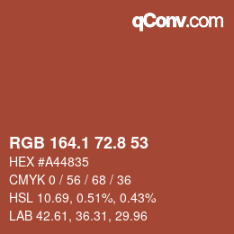 Color code: RGB 164.1 72.8 53 | qconv.com