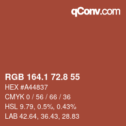 カラーコード: RGB 164.1 72.8 55 | qconv.com
