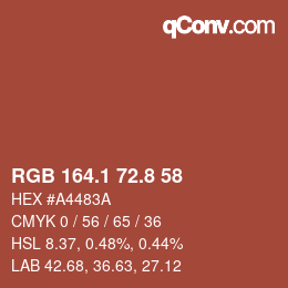 Code couleur: RGB 164.1 72.8 58 | qconv.com