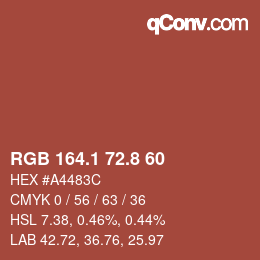 カラーコード: RGB 164.1 72.8 60 | qconv.com
