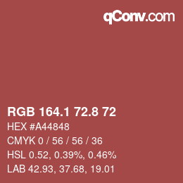 カラーコード: RGB 164.1 72.8 72 | qconv.com