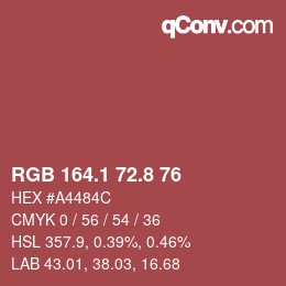 Farbcode: RGB 164.1 72.8 76 | qconv.com