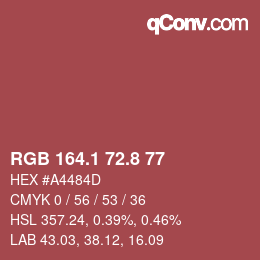 カラーコード: RGB 164.1 72.8 77 | qconv.com