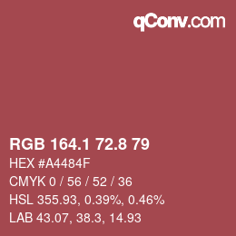 カラーコード: RGB 164.1 72.8 79 | qconv.com