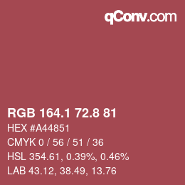 Color code: RGB 164.1 72.8 81 | qconv.com