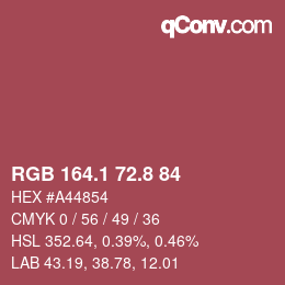 カラーコード: RGB 164.1 72.8 84 | qconv.com