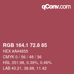 カラーコード: RGB 164.1 72.8 85 | qconv.com