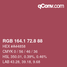 カラーコード: RGB 164.1 72.8 88 | qconv.com