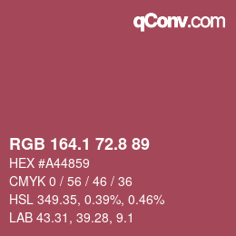カラーコード: RGB 164.1 72.8 89 | qconv.com