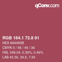 Farbcode: RGB 164.1 72.8 91 | qconv.com