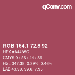 カラーコード: RGB 164.1 72.8 92 | qconv.com