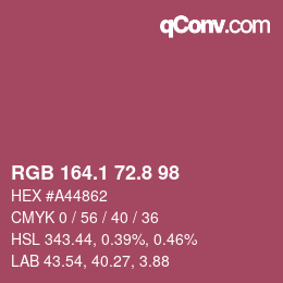 カラーコード: RGB 164.1 72.8 98 | qconv.com