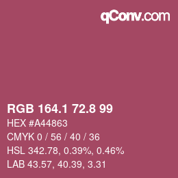 カラーコード: RGB 164.1 72.8 99 | qconv.com