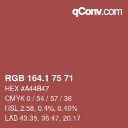 カラーコード: RGB 164.1 75 71 | qconv.com