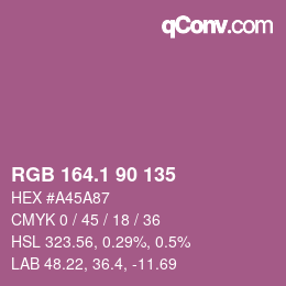 カラーコード: RGB 164.1 90 135 | qconv.com