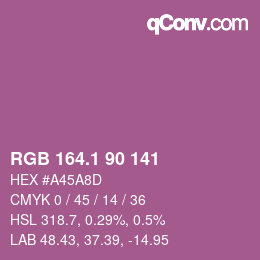カラーコード: RGB 164.1 90 141 | qconv.com