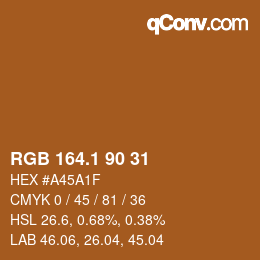 カラーコード: RGB 164.1 90 31 | qconv.com