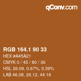 カラーコード: RGB 164.1 90 33 | qconv.com