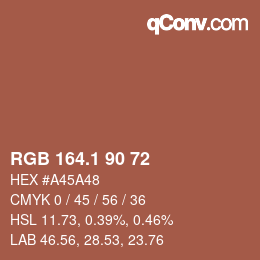 カラーコード: RGB 164.1 90 72 | qconv.com
