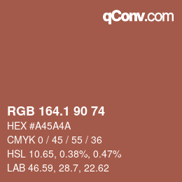 カラーコード: RGB 164.1 90 74 | qconv.com