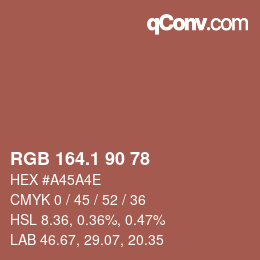 カラーコード: RGB 164.1 90 78 | qconv.com