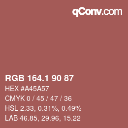 カラーコード: RGB 164.1 90 87 | qconv.com