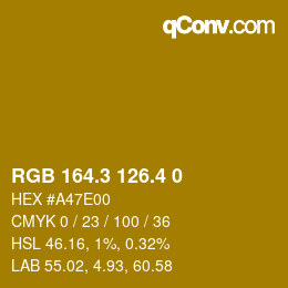 カラーコード: RGB 164.3 126.4 0 | qconv.com