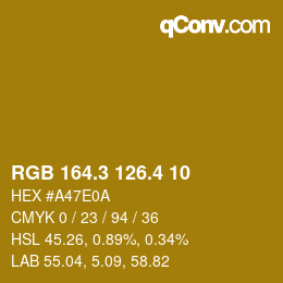 カラーコード: RGB 164.3 126.4 10 | qconv.com