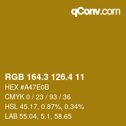 カラーコード: RGB 164.3 126.4 11 | qconv.com