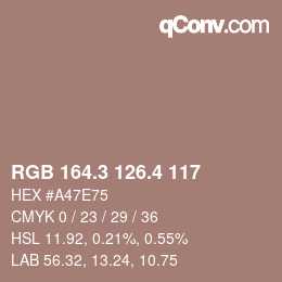 カラーコード: RGB 164.3 126.4 117 | qconv.com