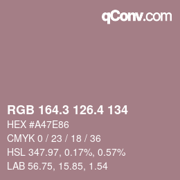カラーコード: RGB 164.3 126.4 134 | qconv.com