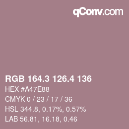 カラーコード: RGB 164.3 126.4 136 | qconv.com