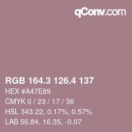 カラーコード: RGB 164.3 126.4 137 | qconv.com