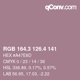 カラーコード: RGB 164.3 126.4 141 | qconv.com
