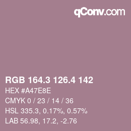 カラーコード: RGB 164.3 126.4 142 | qconv.com
