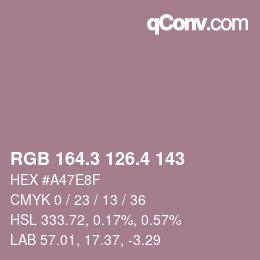 カラーコード: RGB 164.3 126.4 143 | qconv.com