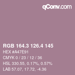 カラーコード: RGB 164.3 126.4 145 | qconv.com
