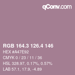 カラーコード: RGB 164.3 126.4 146 | qconv.com