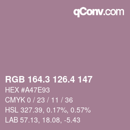 カラーコード: RGB 164.3 126.4 147 | qconv.com