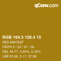 カラーコード: RGB 164.3 126.4 15 | qconv.com