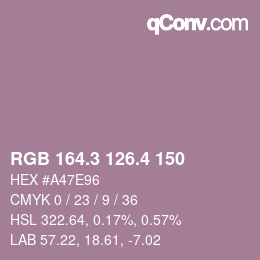 カラーコード: RGB 164.3 126.4 150 | qconv.com