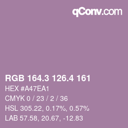 カラーコード: RGB 164.3 126.4 161 | qconv.com