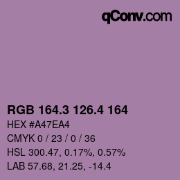 カラーコード: RGB 164.3 126.4 164 | qconv.com
