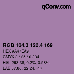 カラーコード: RGB 164.3 126.4 169 | qconv.com