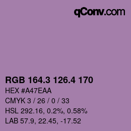 カラーコード: RGB 164.3 126.4 170 | qconv.com